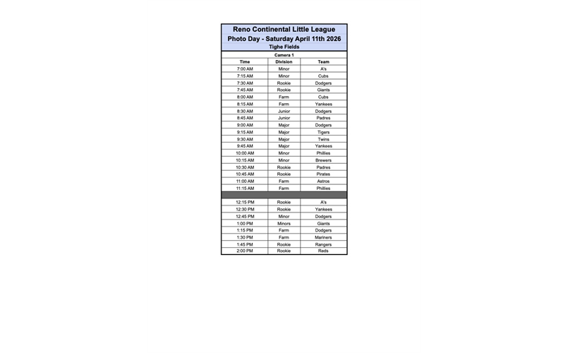 2026 Picture Day Schedule 